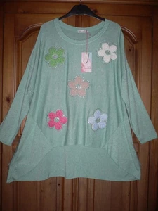 New Collection Aqua Flower L/S Hi-Lo Pullover in Größe 18 Neu mit Etikett - Bild 1 von 1