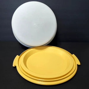 Vtg Tupperware Gold 11" Round Cake or Pie Container & Lid 719& 720 Harvest Gold - Picture 1 of 15