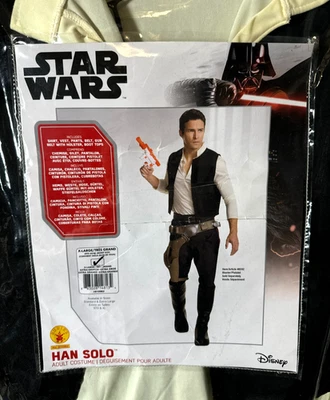 NOVO Fantasia Adulto Han Solo Disney Masculina 46 XL Camisa Colete Calça Star Wars Rubis - Imagem 1 de 4