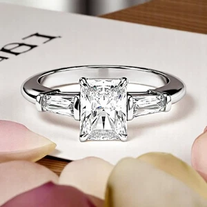 IGI Certified Lab Grown Diamond Wedding Ring 2.50 Ct Radiant Cut 14K White Gold - Picture 1 of 13