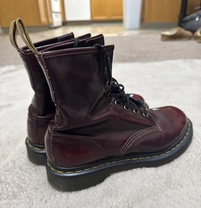 Dr. Martens 1460 Cherry Red Vegan Leather Boots Lace Up Women’s Size 7 14585 - Picture 1 of 12