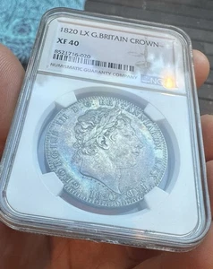 1820 George III Sterling Silver Crown NGC XF 40  Rainbow  🌈 Peripheral Toner - Picture 1 of 6