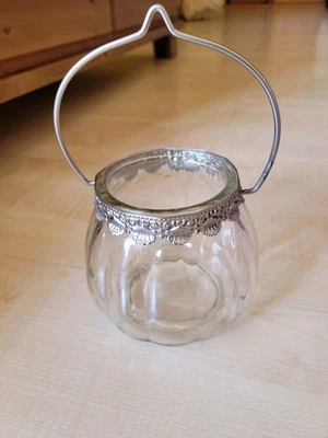 Windlicht zum Hängen Glas Transparent 11cm Durchmesser 10cm Hoch  - Bild 1 von 4