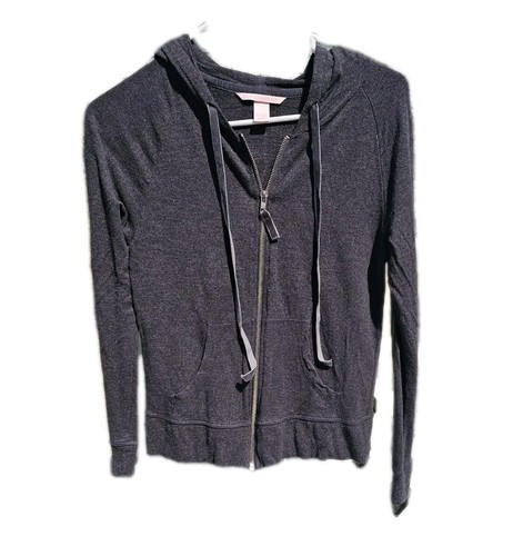 UNDERCOVER Cappotto Victoria's Secret con cappuccio e cerniera grigio antracite taglia XS strass ala angelo