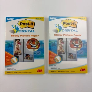 Post It Sticky 4x6 Picture Paper 50 Sheets Total 2 Packs of 25 Inkjet 3M Sealed - Picture 1 of 4