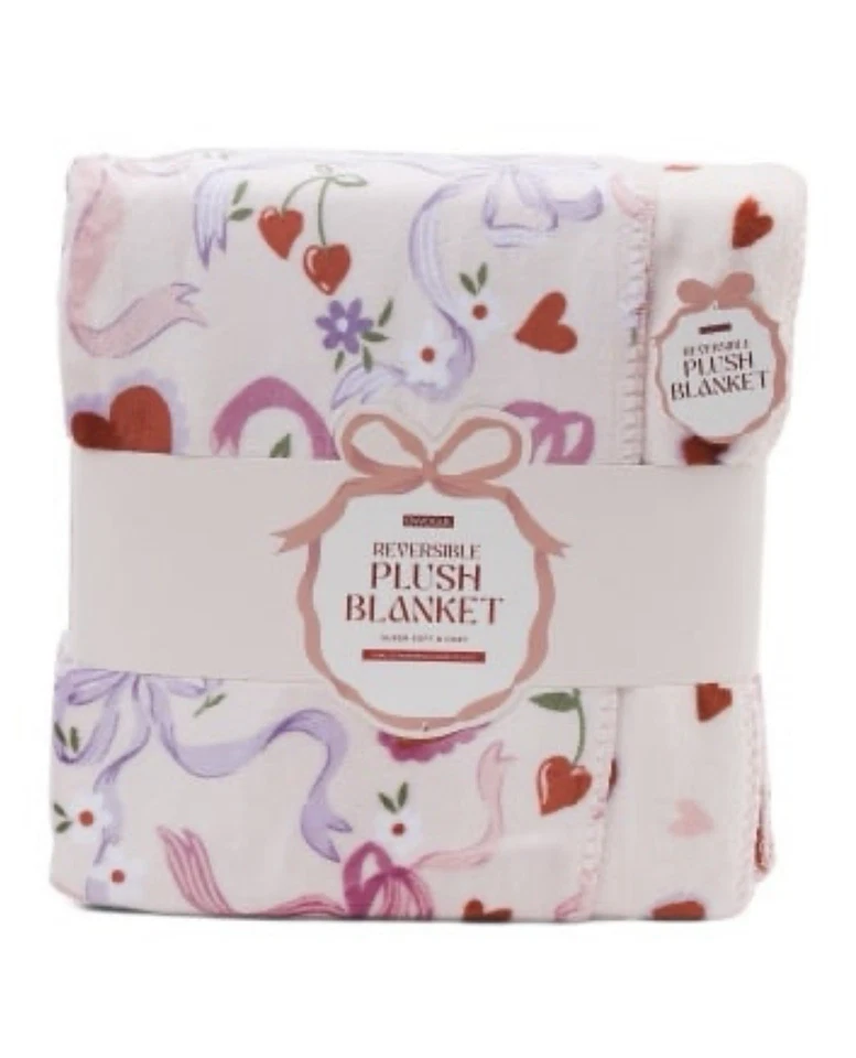 Envogue Reversible Rosa Felpa Arco Enamorado Corazones Rojos Púrpura Manta Reina NUEVO Foto 1 de 1