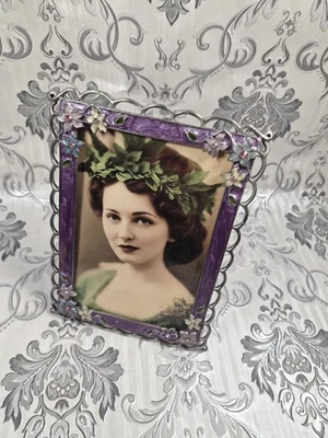 Beautiful Purple Floral Ornate Photo Frame 4" X 6"  Enamel 10cm X 15cm - Image 1 of 4