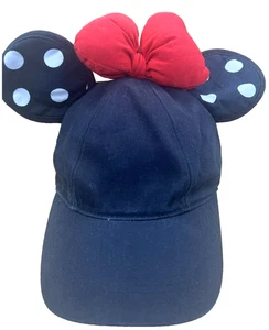 Disney Parks Minnie Mouse Ohren Mütze Kappe schwarz rot Schleife Tupfen Druckknopflasche Erwachsene - Bild 1 von 11