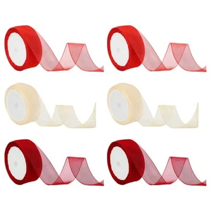 6Pcs 50Yard Sheer Organza Ribbon Decoration Gifts Bow Craft Multicolor - Picture 1 of 5