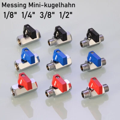 1/8"-1/2" Kugelhahn Wasserhahn Druckluft Ventil Knebelgriff Messing Absperrhahn - Bild 1 von 4