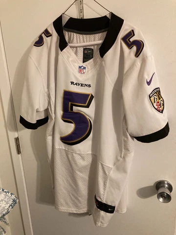 Joe Flacco  NFL  Baltimore Ravens  Nike white football jersey  adult sz 44 Cover
