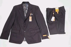 Tallia Mens 38R Jacket 32x30 Pants Classic Fit Wool Pleated Wine 2 PC Suit - Picture 1 of 15