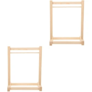 Set of 2 Hanger Accessories Mini Clothes Rack for Dolls Wadrowwooden Racks Baby - Picture 1 of 12