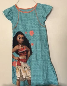 Disney Store Moana Short Sleeve Nightgown Pajama Pj Sleep Dress Girls Sz 9/10 - Picture 1 of 3