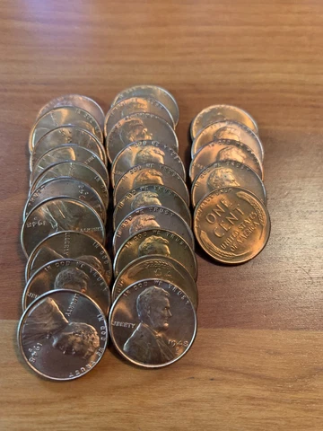 1/2 BU Roll 1948D Lincoln Cents! Very Nice 25 piece half roll Cover