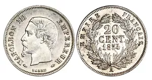 P129, France, Napoleon III, 20 Centimes 1854 A, Paris Mint, Silver, Nice coin! - Picture 1 of 3