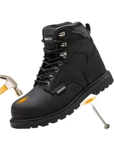 TOSAFZXY Arbeit Sicherheitsstiefel für Herren Robust Crazy-Horse Leder...  - Bild 1 von 11