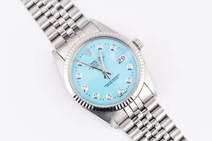 Rolex Datejust Ref.16014 Stainless Steel & White Gold 36mm Baby Blue Diamon Dial - Picture 1 of 10