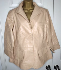 Chaqueta de Colección Spiegel 100% Cuero Cordero Caramelo-Tostado Botones Magnéticos Para Mujer Talla 14 - Imagen 1 de 4