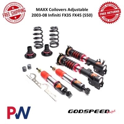 Kit de amortiguador Godspeed Maxx Coilover ajustable para Infiniti FX35 y FX45 2003-2008 Foto 1 de 4
