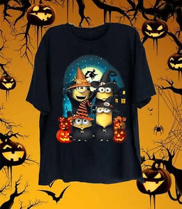 Rare Minions Black Cotton Shirt Gift Halloween For Family KK341 - Picture 1 of 3