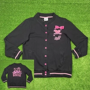 JoJo Siwa Girl Power Bold Brave Beautiful Black & Pink Bomber Jacket Girls Sz 16 - Picture 1 of 22