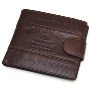 Men's Clutch Leather Wallet 6 Credit Card Full Zippered Pocket Vintage Purse - Picture 1 of 7