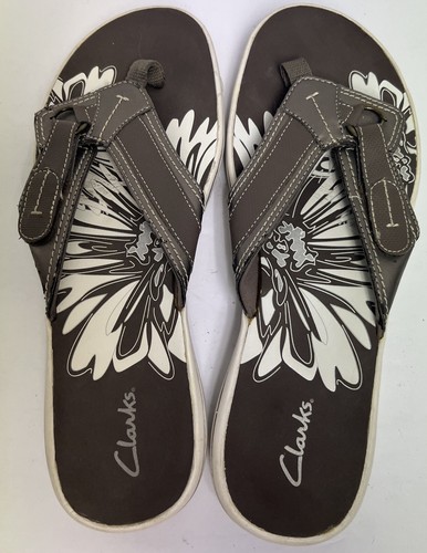 Sandali infradito infradito Clarks donna taglia US 11 brezza cuscino marino in peltro