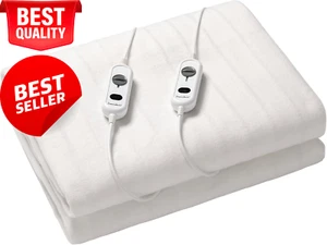 Dual Control Electric Blanket, 3 Heat Settings, Overheat Protection, Queen Size, - Picture 1 of 12