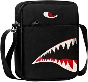 Bandolera Para Hombre Bolso de Hombro Mochila Viaje Cartera Mariconera Negro - Picture 1 of 6