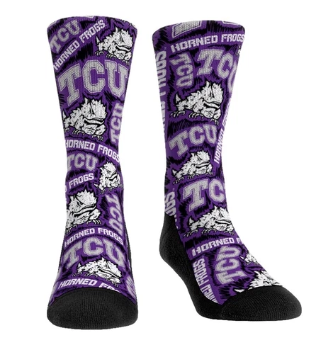 Rock 'Em Socks TCU Texas Christian University Horned Frogs Logo Gift S/M 6-8.5 Cover