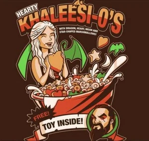 Game of Thrones Khaleesi Mother Dragons Cereal Parody Satire RIPT Ladies Shirt - Picture 1 of 1