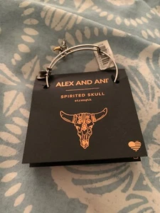 $28 Alex and Ani Spirited Skull Bracelet Rafaelian Silver Finish A5 - Picture 1 of 4