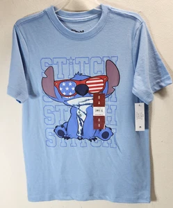 Disney Stitch Kids Blue Graphic T-Shirt Top Size Medium 8 NEW - Picture 1 of 8