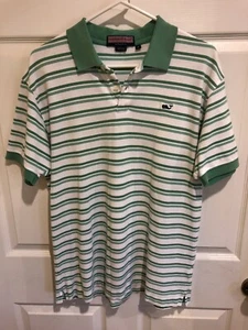 Vineyard Vines Men’s S/S Polo Shirt Size Medium M Green Striped - Picture 1 of 8