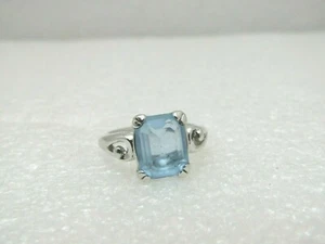 Anillo Avon sintético topacio/aguamarina de colección, acentos enrollados, talla 5, tono plateado - Imagen 1 de 8