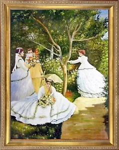 Claude Monet WOMEN IN GARDEN Oil Painting 24x32 Framed Canvas **SALE - Picture 1 of 4