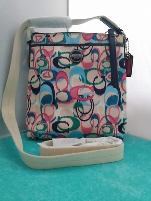 Coach NWT SIS Ikat Swingpack Crossbody F49495 SV/Multi Color Pink Green Blue - Image 1 of 4