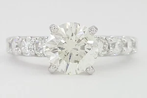 Round Diamond Solitaire Engagement Ring 2.31 ct 18K & Platinum Rtl $23k - Picture 1 of 9
