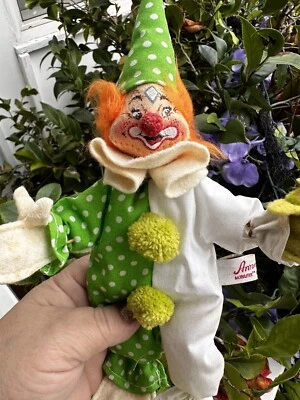 Muñeca Payaso Annalee De Colección Verde 1984 Fieltro Pintado Cara Rara 295084grdef Foto 1 de 4