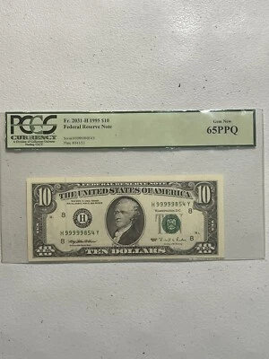Series 1995 $10 High Serial #”99999” PCGS Certified MS65. - Image 1 of 2