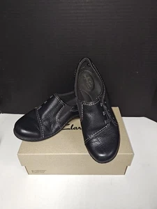 Collection Clarks Shoes Womens 8 M Ashland Effie Loafers Black Leather 26067317 - Picture 1 of 9