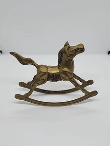 Vintage Solid Brass Horse Rocking Figurine Decor 7" x 6" 470 Grams - Picture 1 of 13