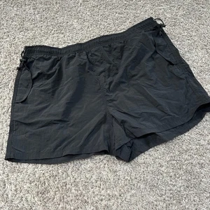Ultra Flirt schwarze Nylon Sportshorts 2X Übergröße Kordelzug Taille Taschen - Bild 1 von 7