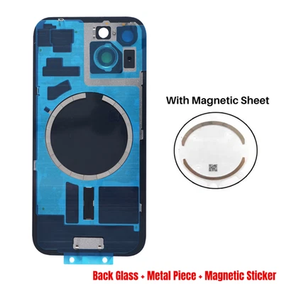 For iPhone 16 15 Pro 14 Back Glass Replacement Rear Cover With Metal+ Magnet Lot - Image 1 of 4