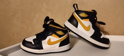 Jordan 1 Mid Black University Golf Unisex Baby Shoes Size 5c Boy Girl Gold Black - Image 1 of 4
