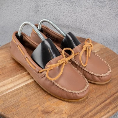 Minnetonka Shoes Womens Size 10 Brown Leather Moccasin Slip On Comfort Loafers - Image 1 of 4