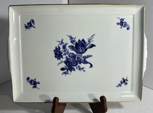 Richard Ginori BLUE LUMEGGIATO ORO 12” Rectangular Tray with Handles~ Italy - Picture 1 of 11