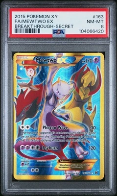 Mewtwo EX 163/162 PSA 8 Secret Full Art Breakthrough Holo CLEAN  - Image 1 of 3