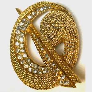 Vintage FLORENZA Brosche goldfarben / Strass - Bild 1 von 10